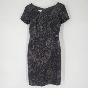 Escada Sport Black Pattern Short Sleeve Pencil Dress Size 34 US 4 NEW